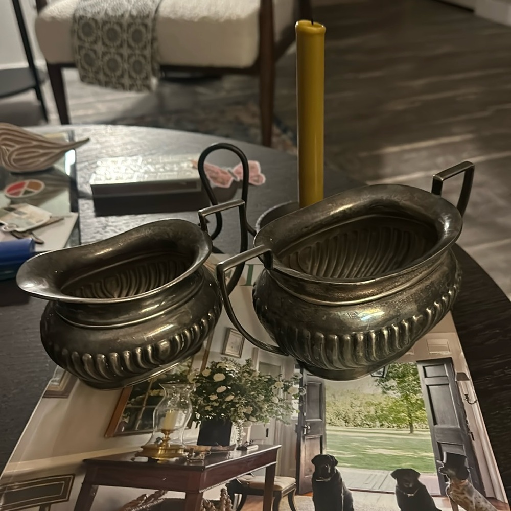 Antique creamer and sugar set.